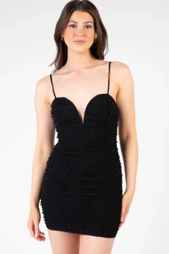 Privy Georgiana Mesh Ruched Pearl Mini Dress Sale