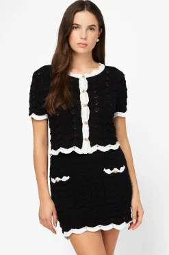 Mable Hazel Pointelle Contrast Crop Cardigan Best