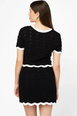 Mable Hazel Pointelle Contrast Crop Cardigan Best