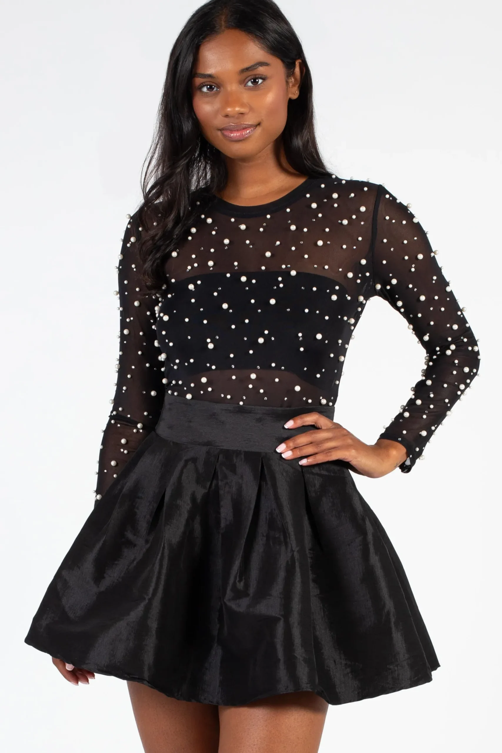 Chelsea Holly Tie Waist Taffeta Mini Skirt Black Discount