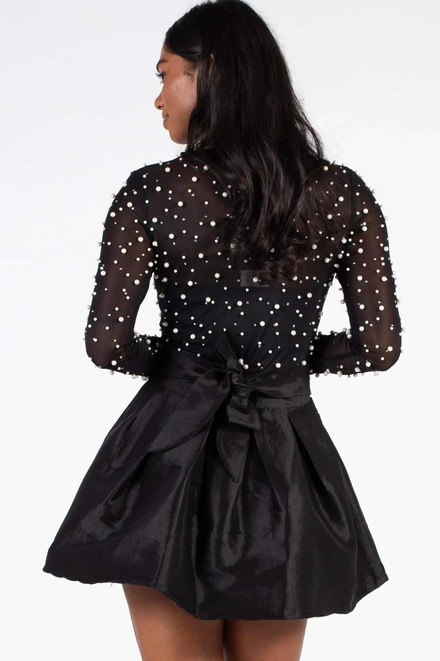 Chelsea Holly Tie Waist Taffeta Mini Skirt Black Discount