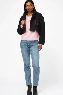 Privy Honey Teddy Crop Moto Jacket Fashion