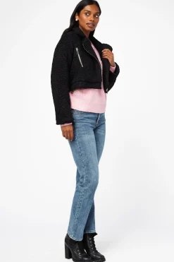 Privy Honey Teddy Crop Moto Jacket Fashion