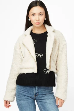 Privy Honey Teddy Crop Moto Jacket Fashion