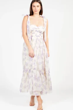 Mable Hyacinth Tie Strap Floral Tiered Maxi Dress Online