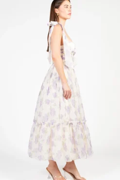 Mable Hyacinth Tie Strap Floral Tiered Maxi Dress Online