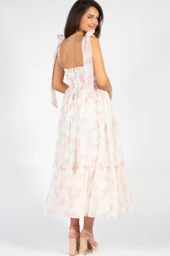 Mable Hyacinth Tie Strap Floral Tiered Maxi Dress Online