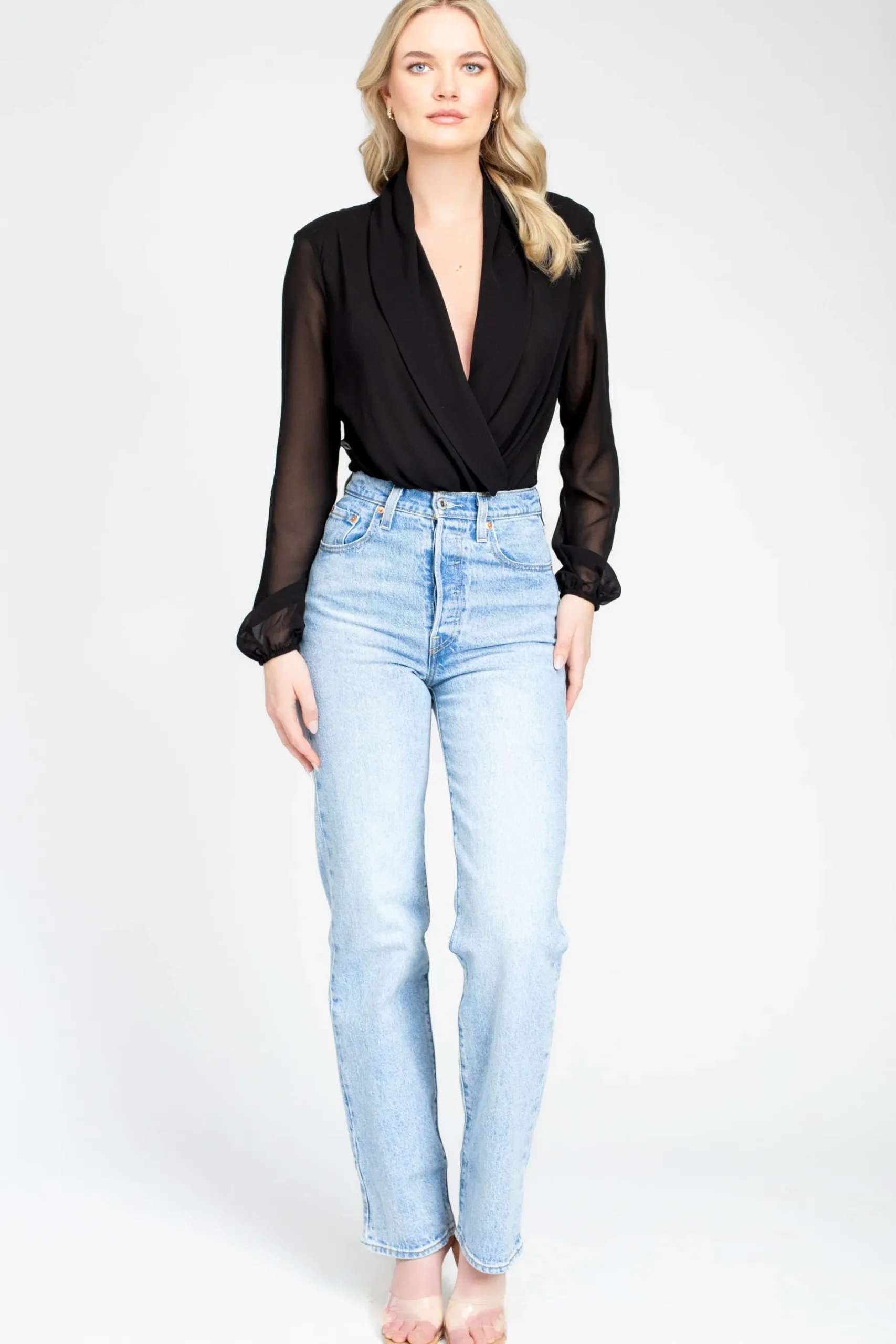 Chelsea Isla Long Sleeve Chiffon Bodysuit Hot