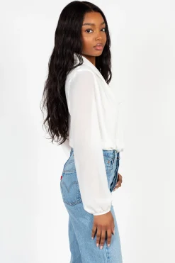 Chelsea Isla Long Sleeve Chiffon Bodysuit Hot