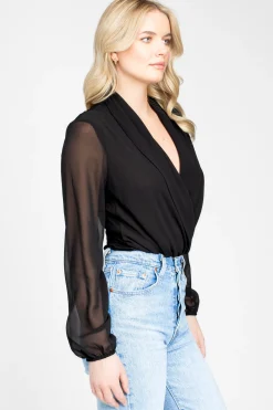Chelsea Isla Long Sleeve Chiffon Bodysuit Hot