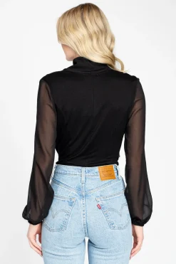 Chelsea Isla Long Sleeve Chiffon Bodysuit Hot