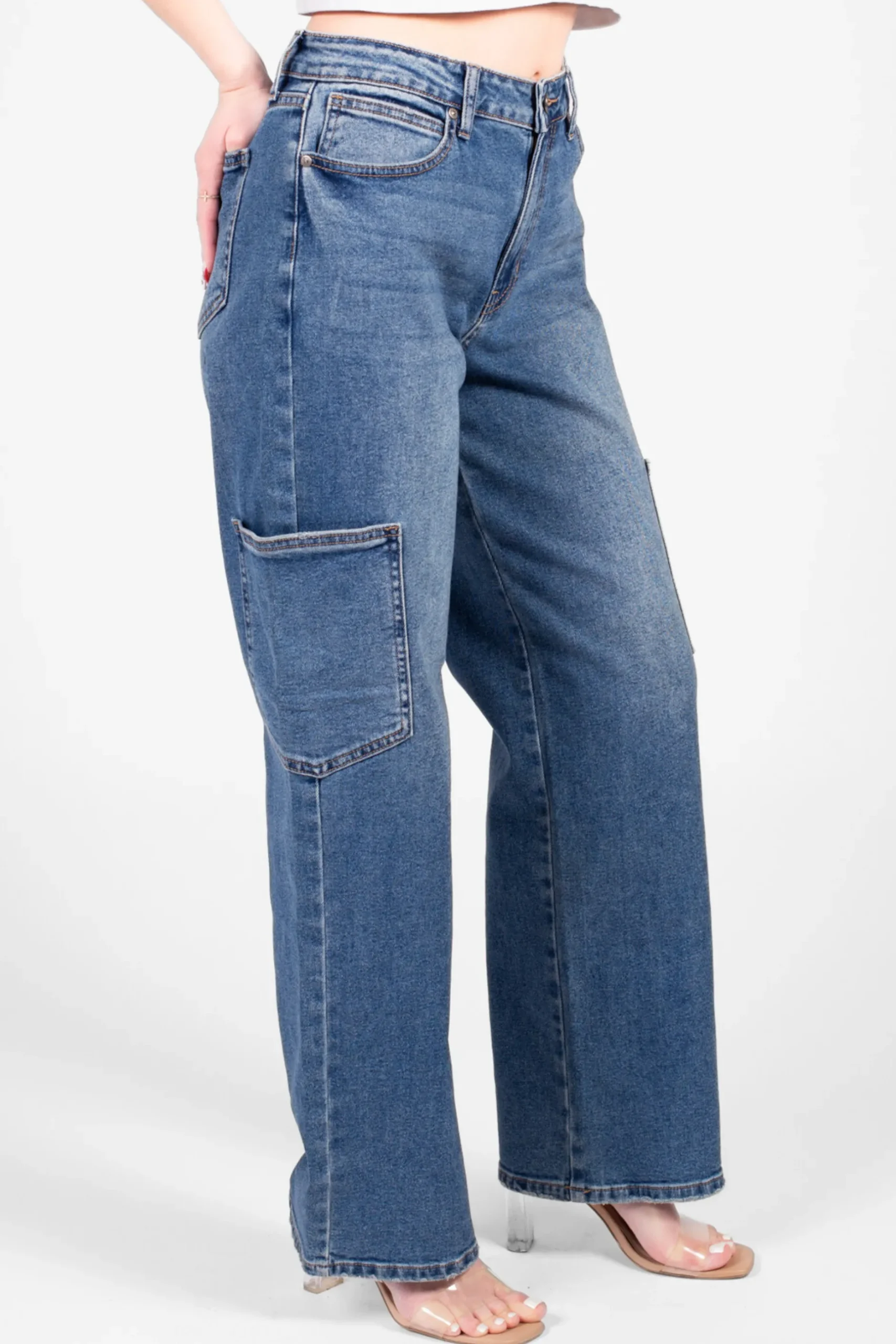 Just Black Denim Cargo Straight Leg Jeans MediumDenim Best