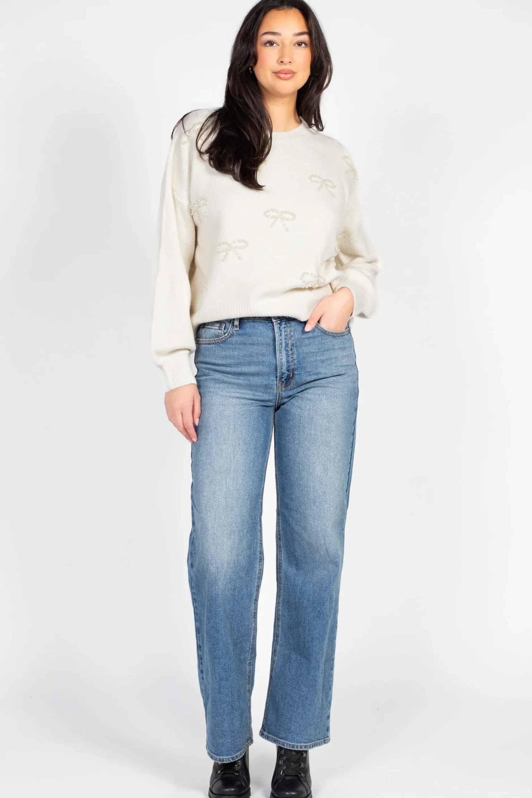 Just Black Denim Full Length Straight Jeans MediumDenim Discount