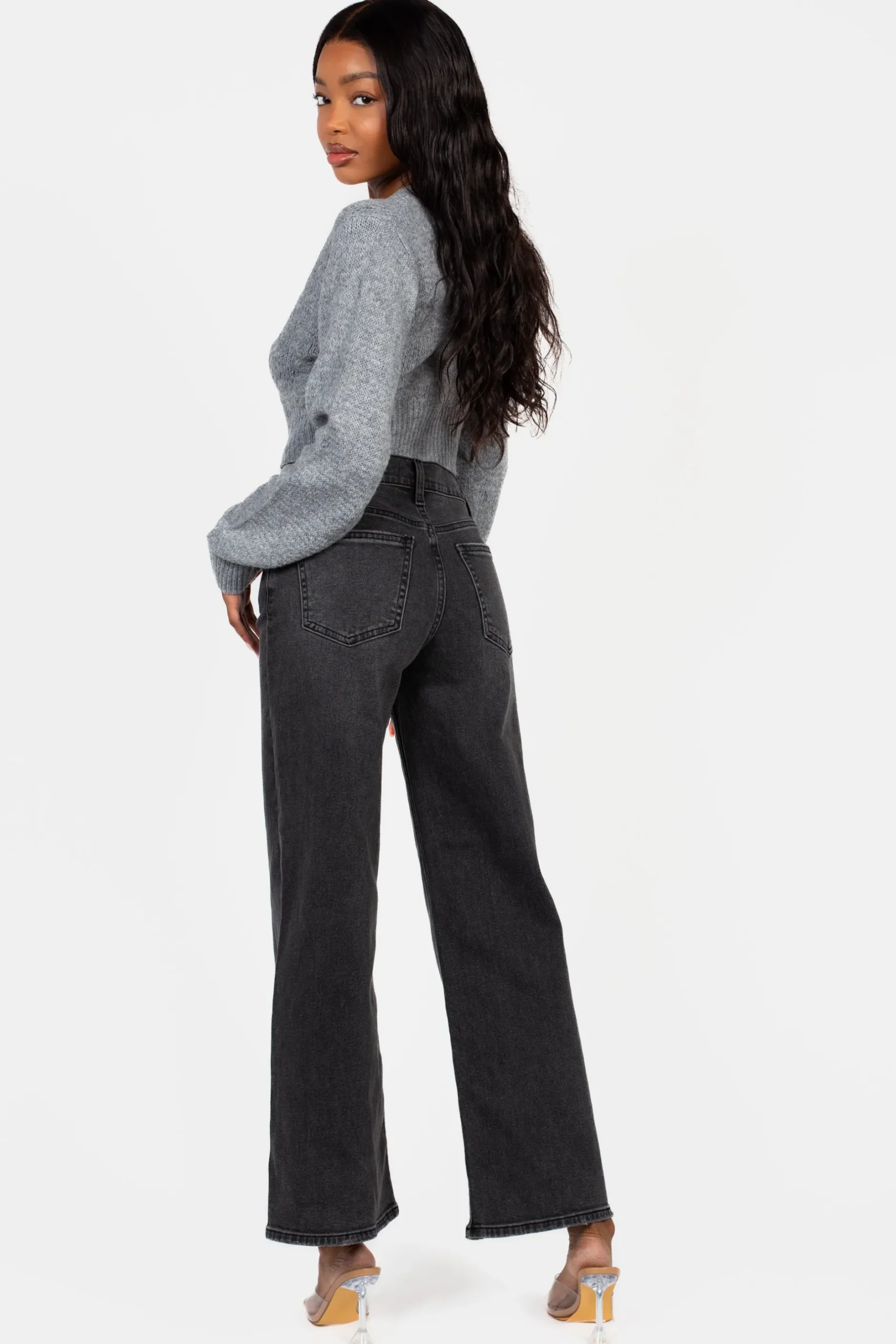 Just Black Denim Relaxed Vintage Straight Jeans DenimWashedGrey Clearance