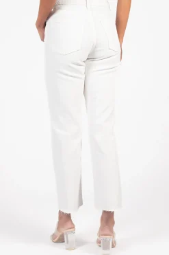 Just USA Hem Detail Straight Jeans White Fashion