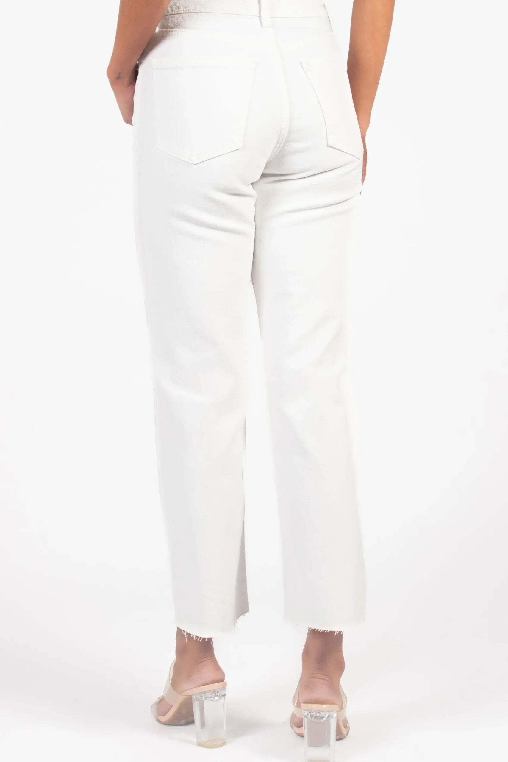 Just USA Hem Detail Straight Jeans White Fashion