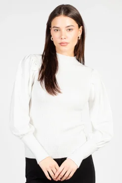 thinkable Kayla Ribbed Knit Puff Sleeve Sweater Discount