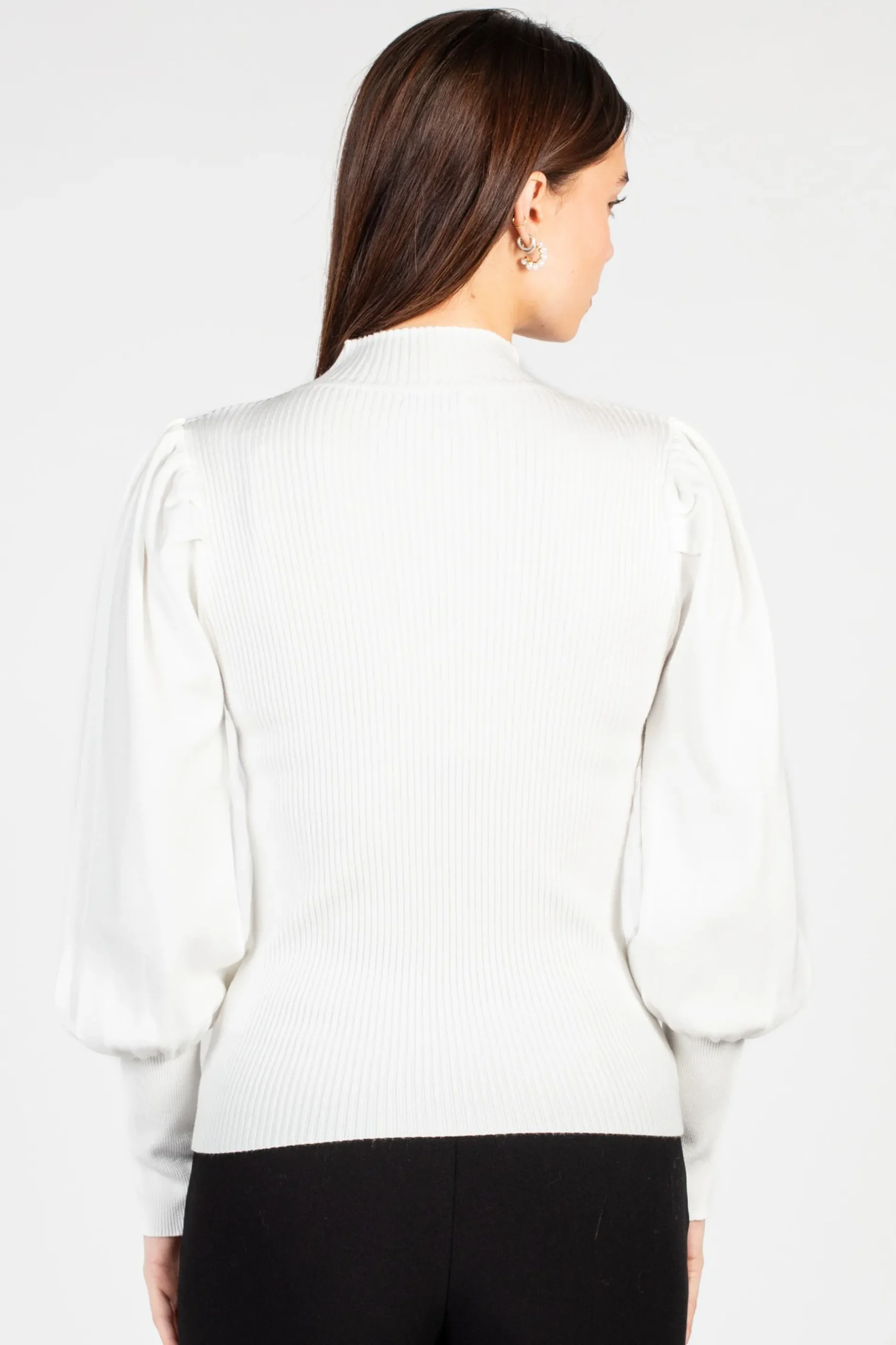 thinkable Kayla Ribbed Knit Puff Sleeve Sweater Discount
