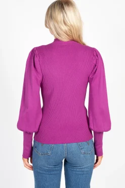 thinkable Kayla Ribbed Knit Puff Sleeve Sweater Discount