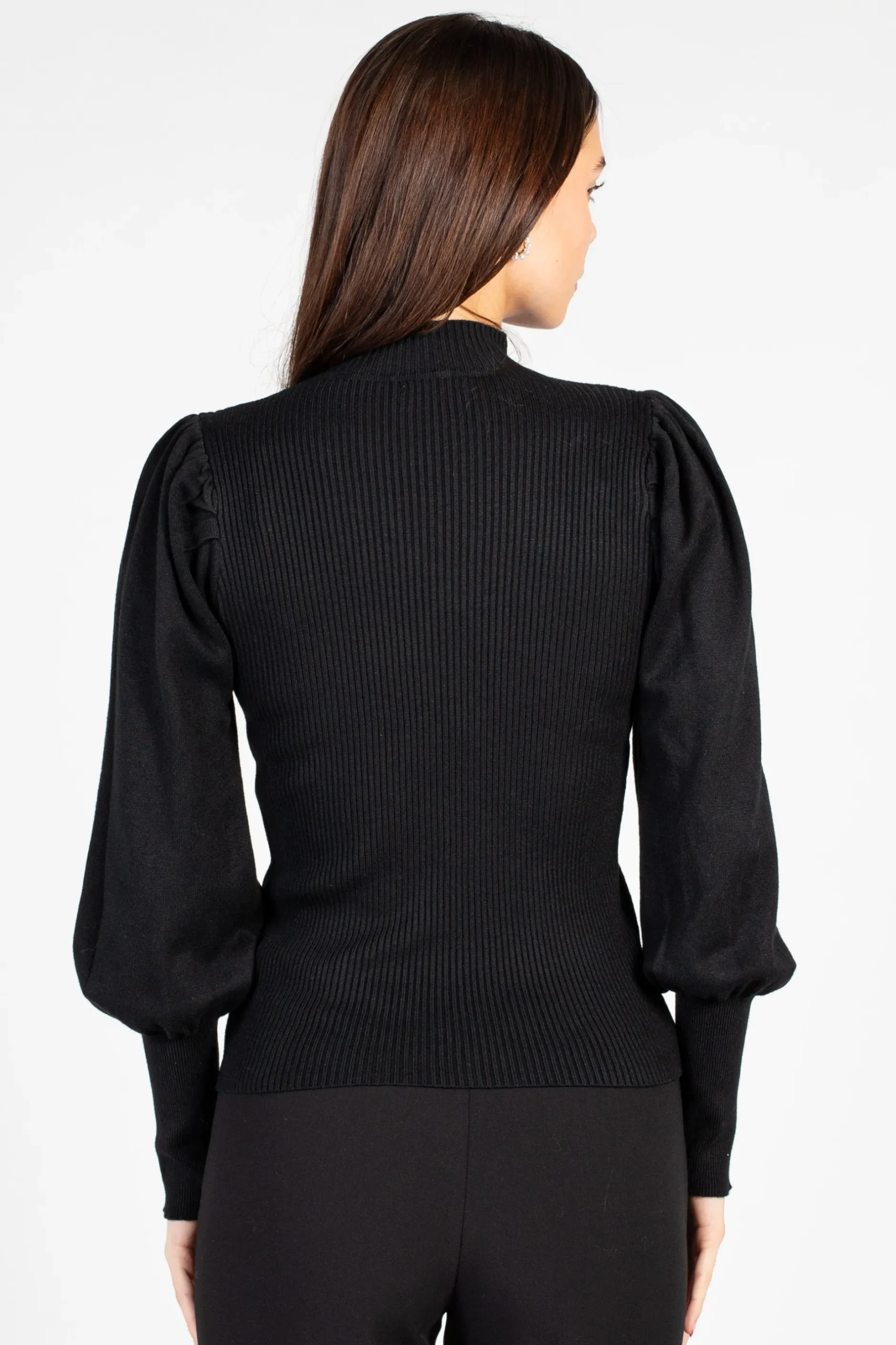 thinkable Kayla Ribbed Knit Puff Sleeve Sweater Discount