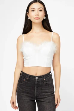 Privy Kenny Feather Trim Crop Bustier Black Outlet