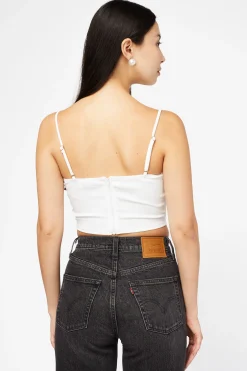 Privy Kenny Feather Trim Crop Bustier Black Outlet