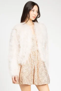 La Marque Deora Feather Jacket Ivory Outlet