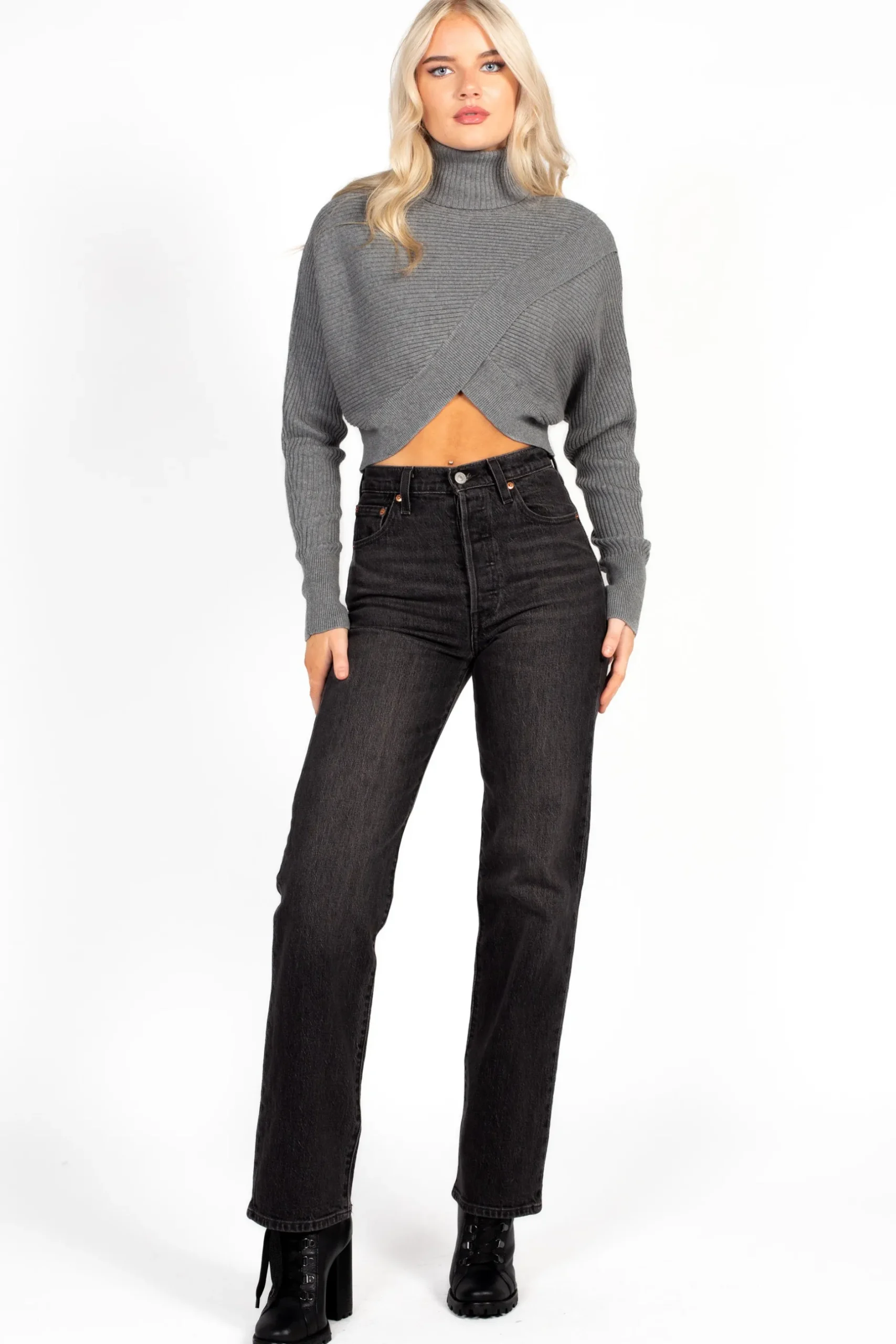 thinkable Laurel Turtleneck Cross Over Sweater Hot