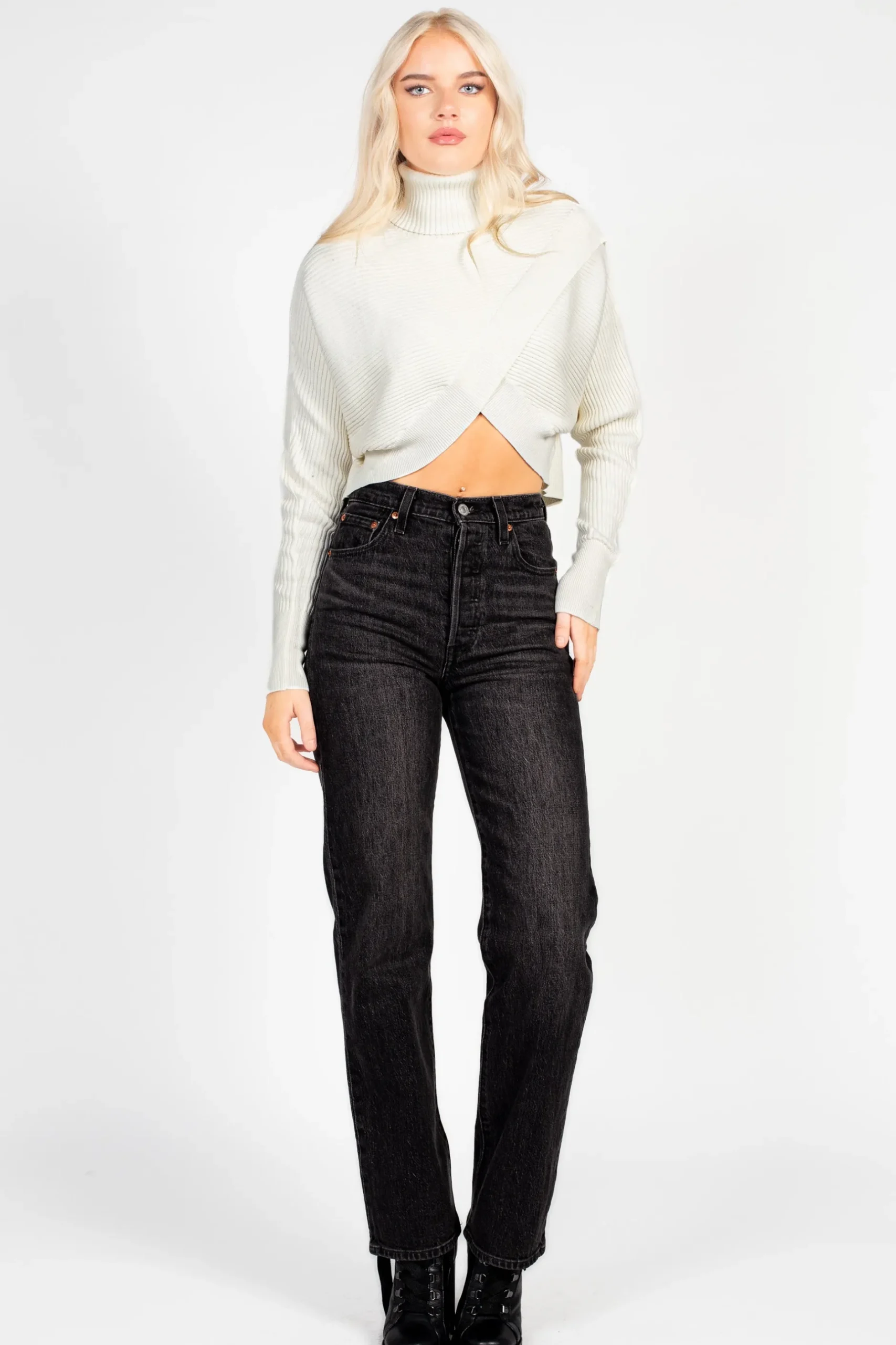 thinkable Laurel Turtleneck Cross Over Sweater Hot