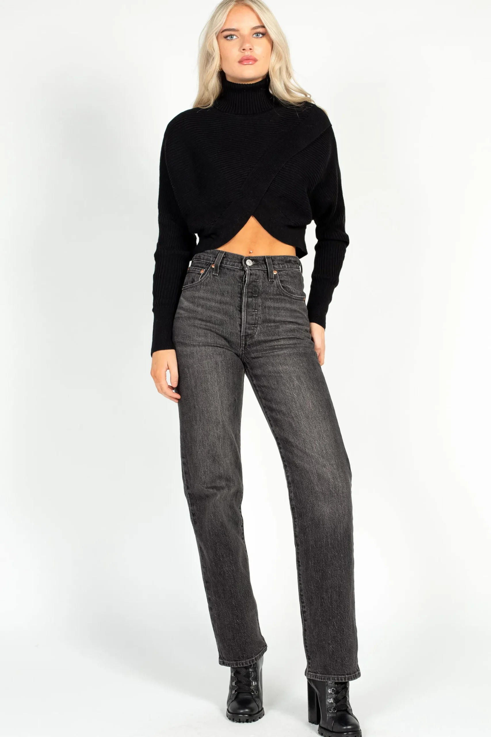 thinkable Laurel Turtleneck Cross Over Sweater Hot