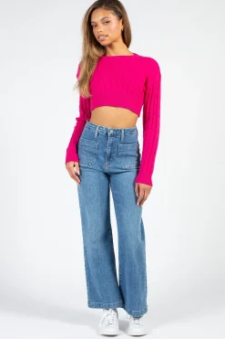 thinkable Laurent Crop Knit Sweater Hot
