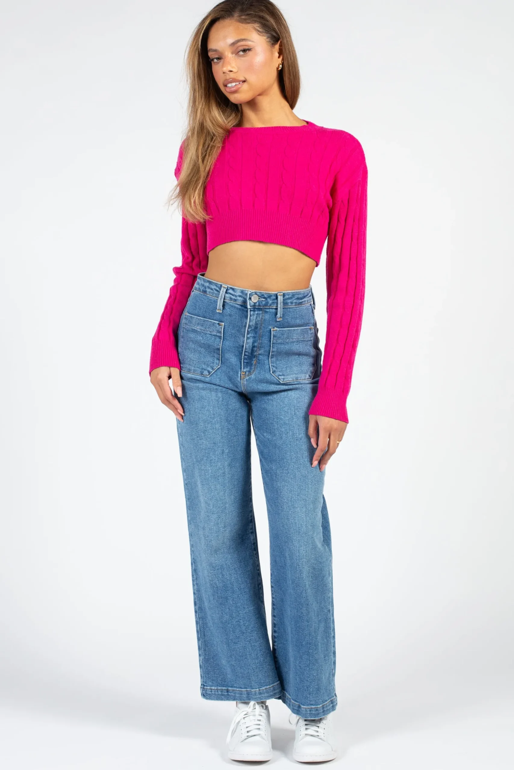 thinkable Laurent Crop Knit Sweater Hot