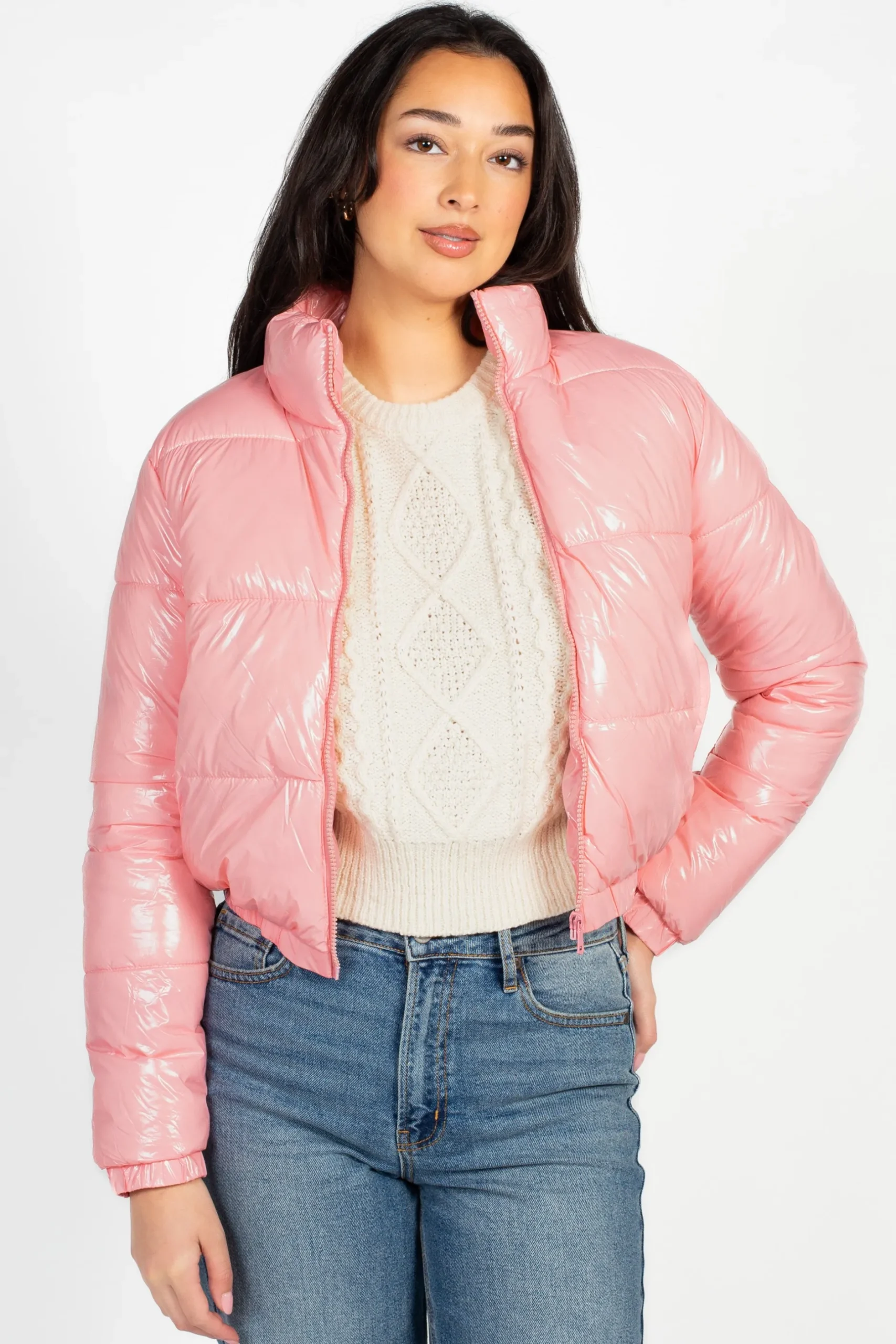 Love Me Now Collection Lena Shiny Puffer Jacket Best