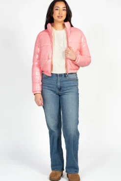 Love Me Now Collection Lena Shiny Puffer Jacket Best