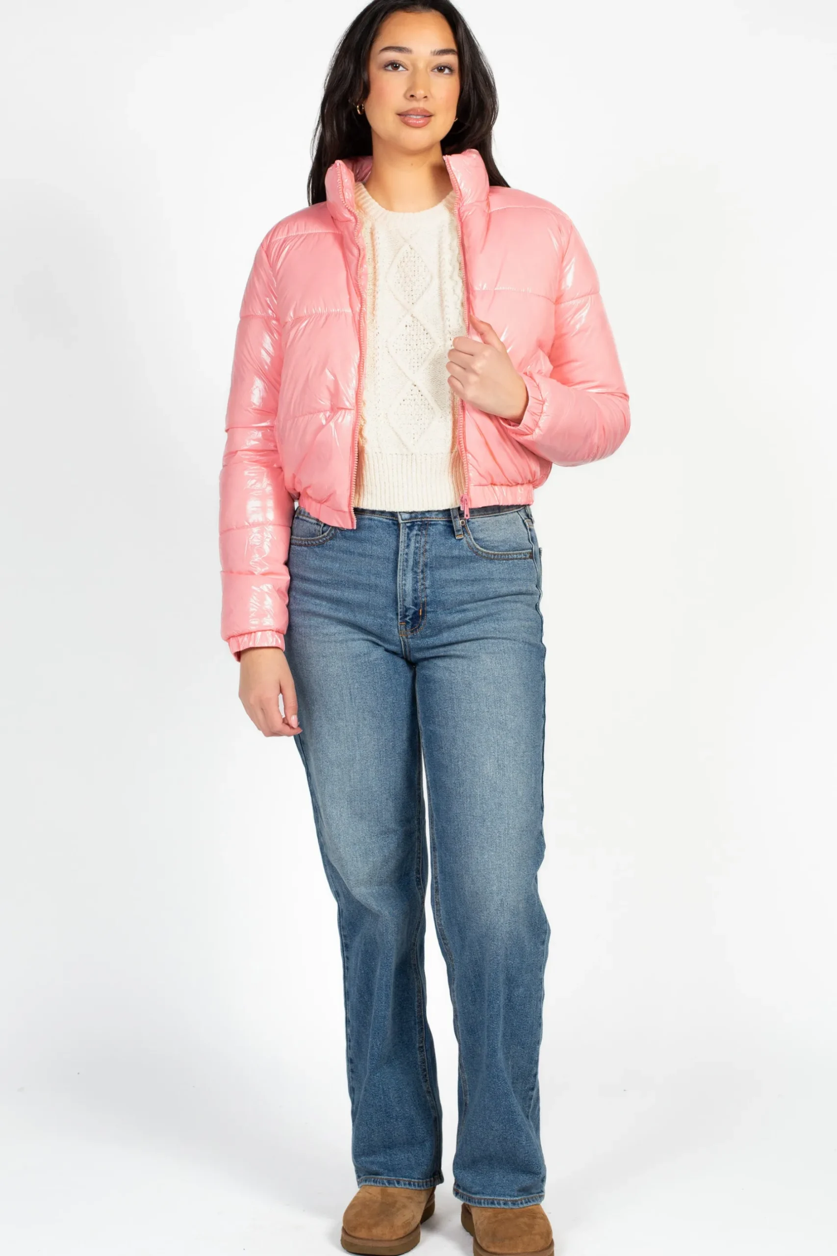 Love Me Now Collection Lena Shiny Puffer Jacket Best