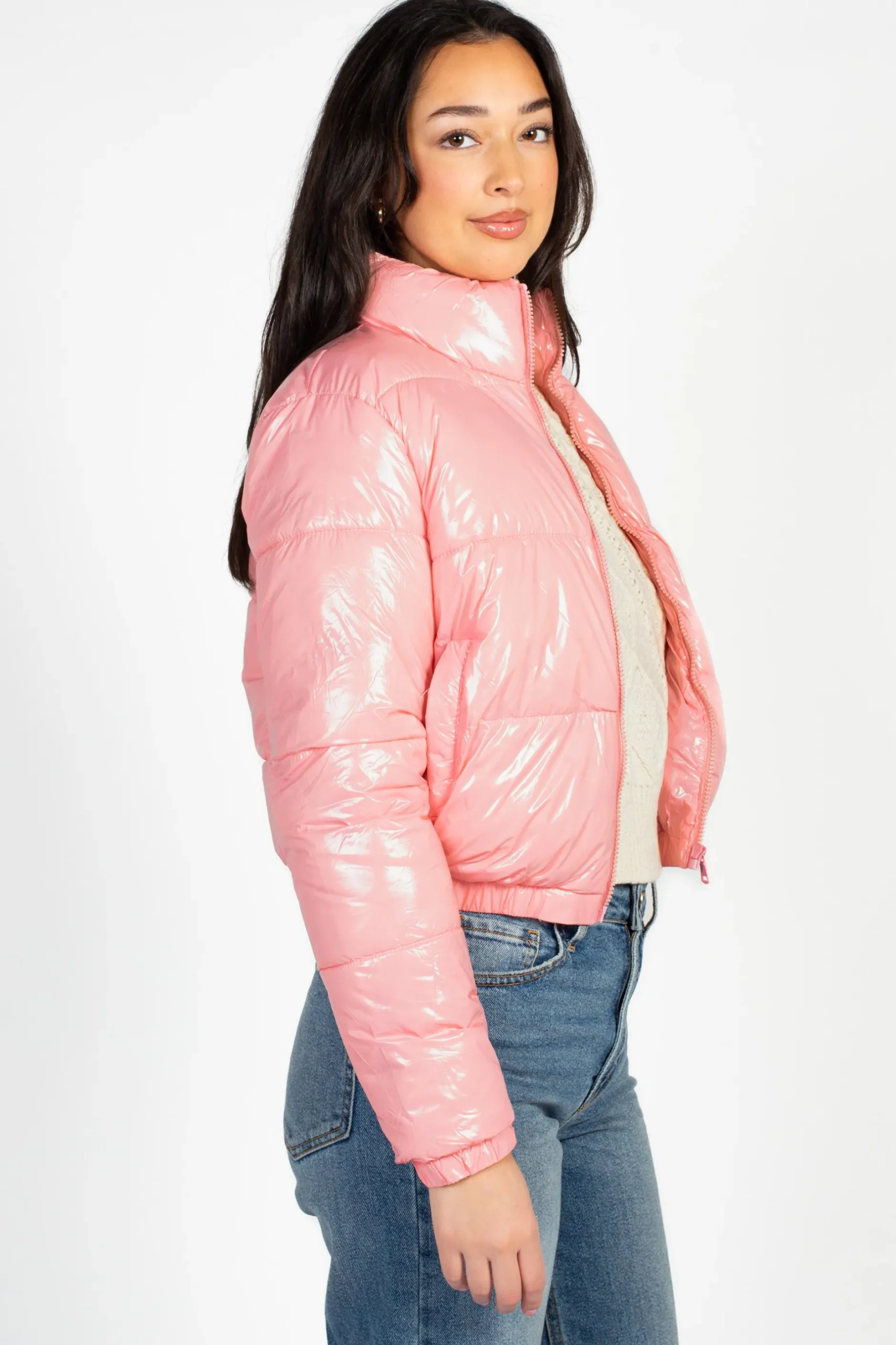 Love Me Now Collection Lena Shiny Puffer Jacket Best