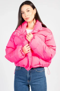 Cloud Ten Lilia Oversized Cropped Puffer Jacket HotPink Online