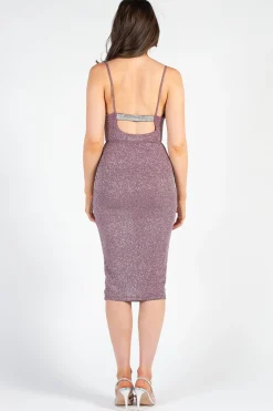 Lovely Day Livvy Rhinestone Back Shimmer Midi Dress Mauve Online