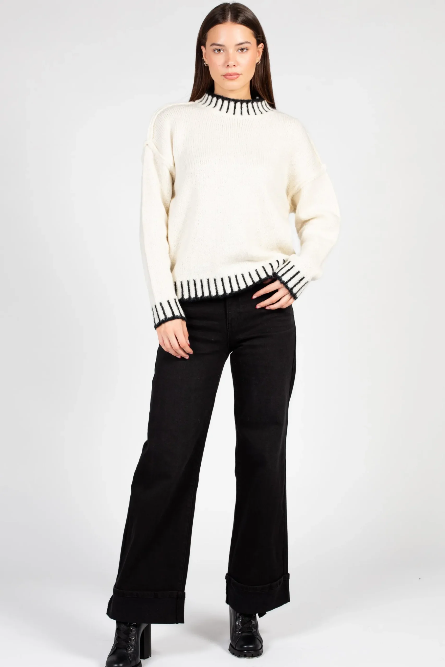 Papermoon Luiza Chunky Knit Sweater Cream Fashion