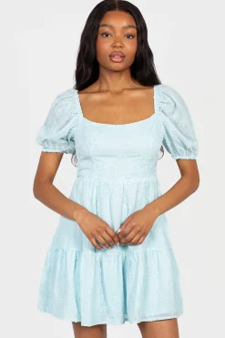 Mustard Seed Lulu Embroidered Mini Dress LightBlue Sale