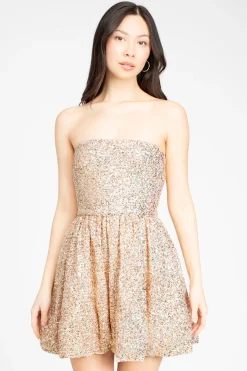 Klesis Luxe Sequin Bubble Mini Dress Rose Discount