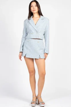 Day + Night Mabel Houndstooth Skort Blue Clearance