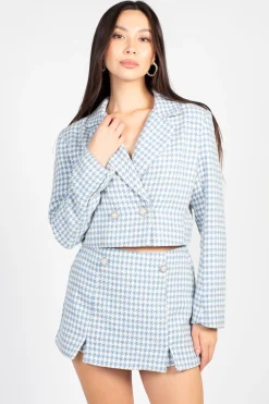 Day + Night Mabel Houndstooth Skort Blue Clearance