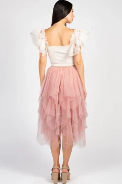 Miou Muse Mia Organza Sleeve Knit Blouse Cream Fashion