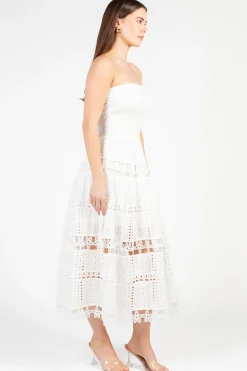 Strut and Bolt Mia Strapless Eyelet Midi Dress Outlet