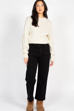 Double Zero Mila Ribbed Crew Neck Sweater Cream Discount