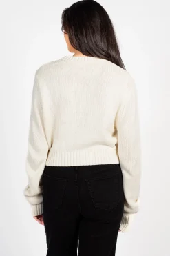 Double Zero Mila Ribbed Crew Neck Sweater Cream Discount