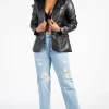 Love Tree Model Off Duty Vegan Leather Blazer Hot