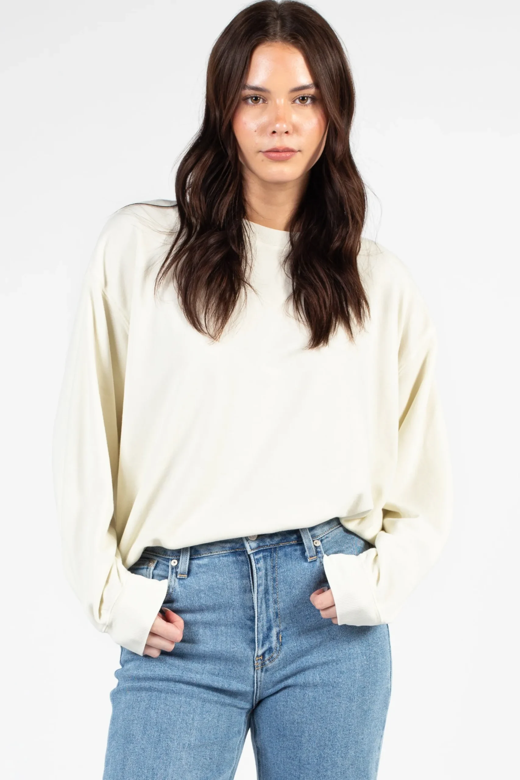 Double Zero Nicolina Dropped Shoulder Sweatshirt Cream Discount