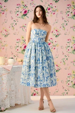 Klesis Ophelia Strapless Printed Midi Dress Online